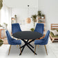 Black Round Marble-Effect Table and Chair Set Navy
