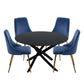 Black Round Marble-Effect Table and Chair Set Navy