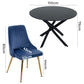 Black Round Marble-Effect Table and Chair Set Navy