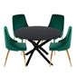 Black Round Marble-Effect Table and Chair Set Green Velvet
