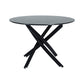 Black Round Marble-Effect Table and Chair Set Green Velvet