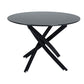 Black Round Marble-Effect Table and Chair Set Green Velvet