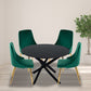 Black Round Marble-Effect Table and Chair Set Green Velvet