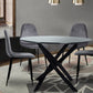 Round Marble-Effect Table - Black