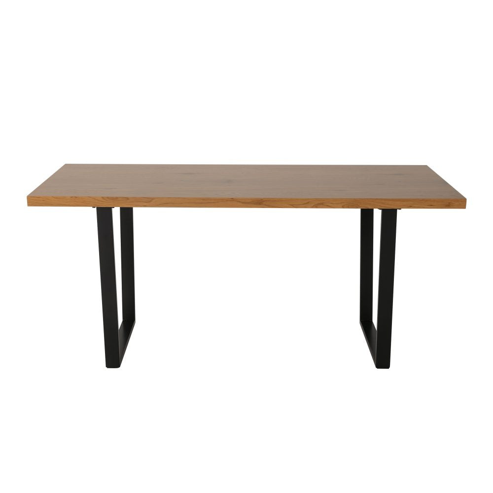 Dining Set Rectangle Natural Table with 6 Navy Velvet Chair