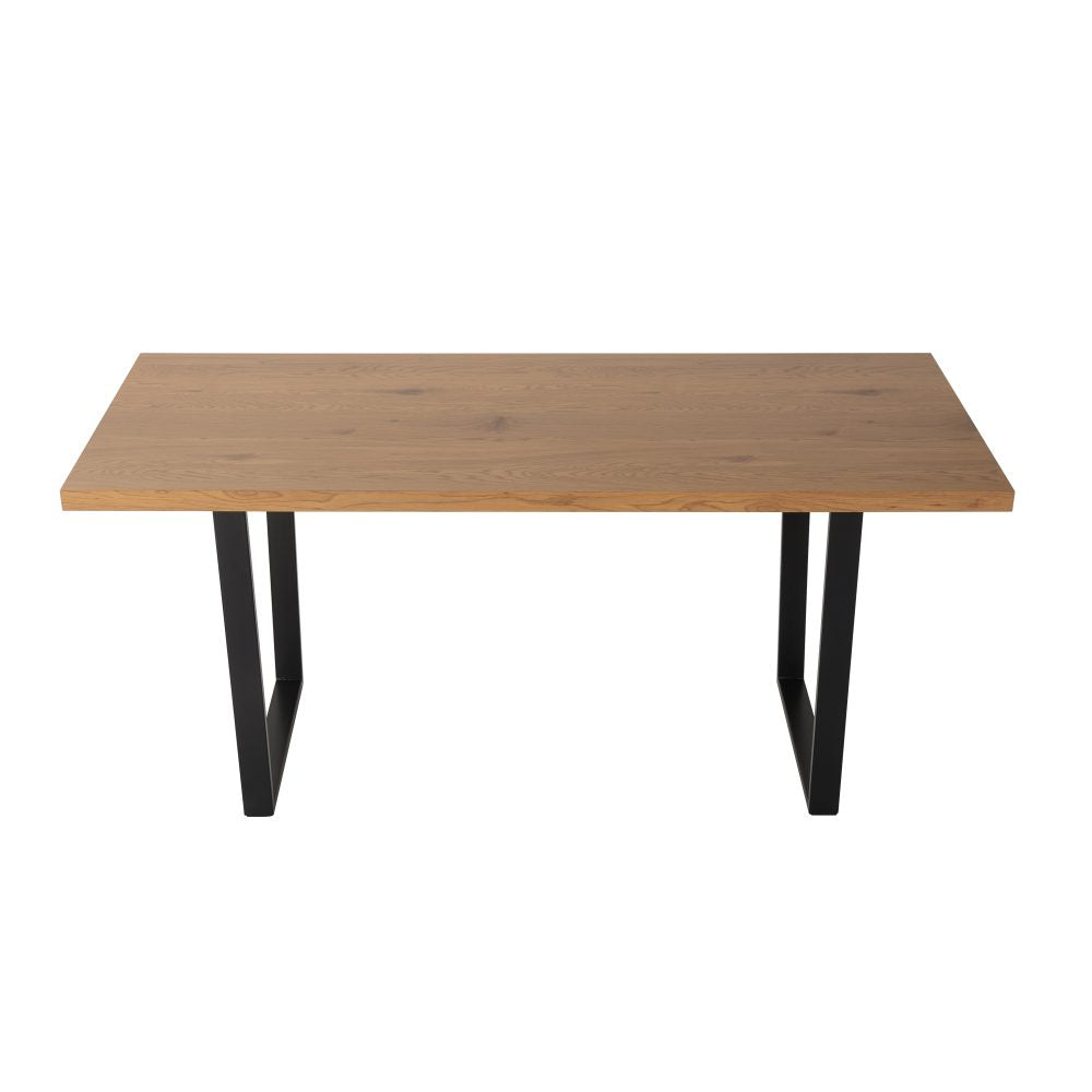 Dining Set Rectangle Natural Table with 6 Navy Velvet Chair