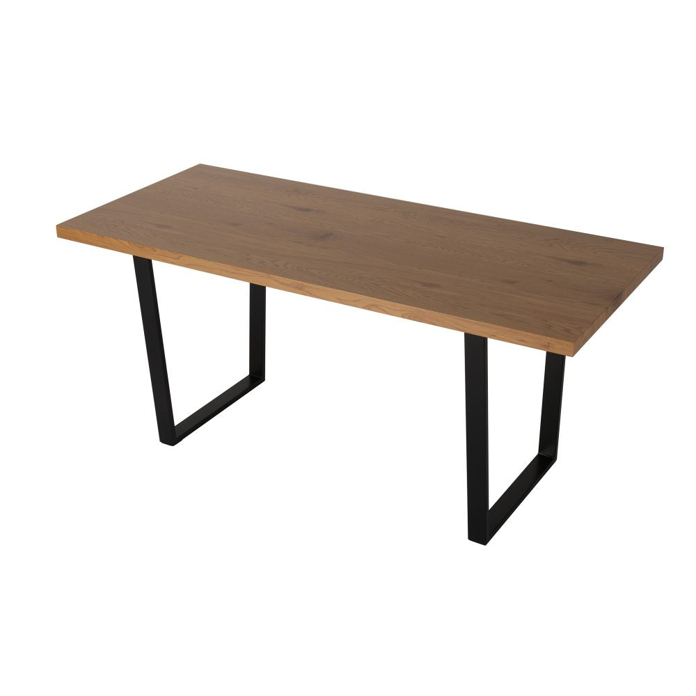 Dining Set Rectangle Natural Table with 6 Navy Velvet Chair
