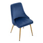 Dining Set Rectangle Natural Table with 6 Navy Velvet Chair