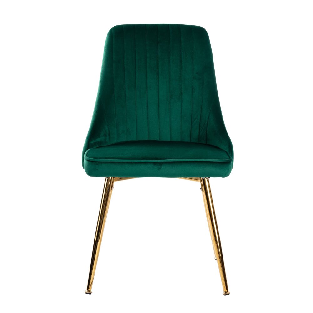 Dining Set Rectangle Natural Table with 6 Green Velvet Chair