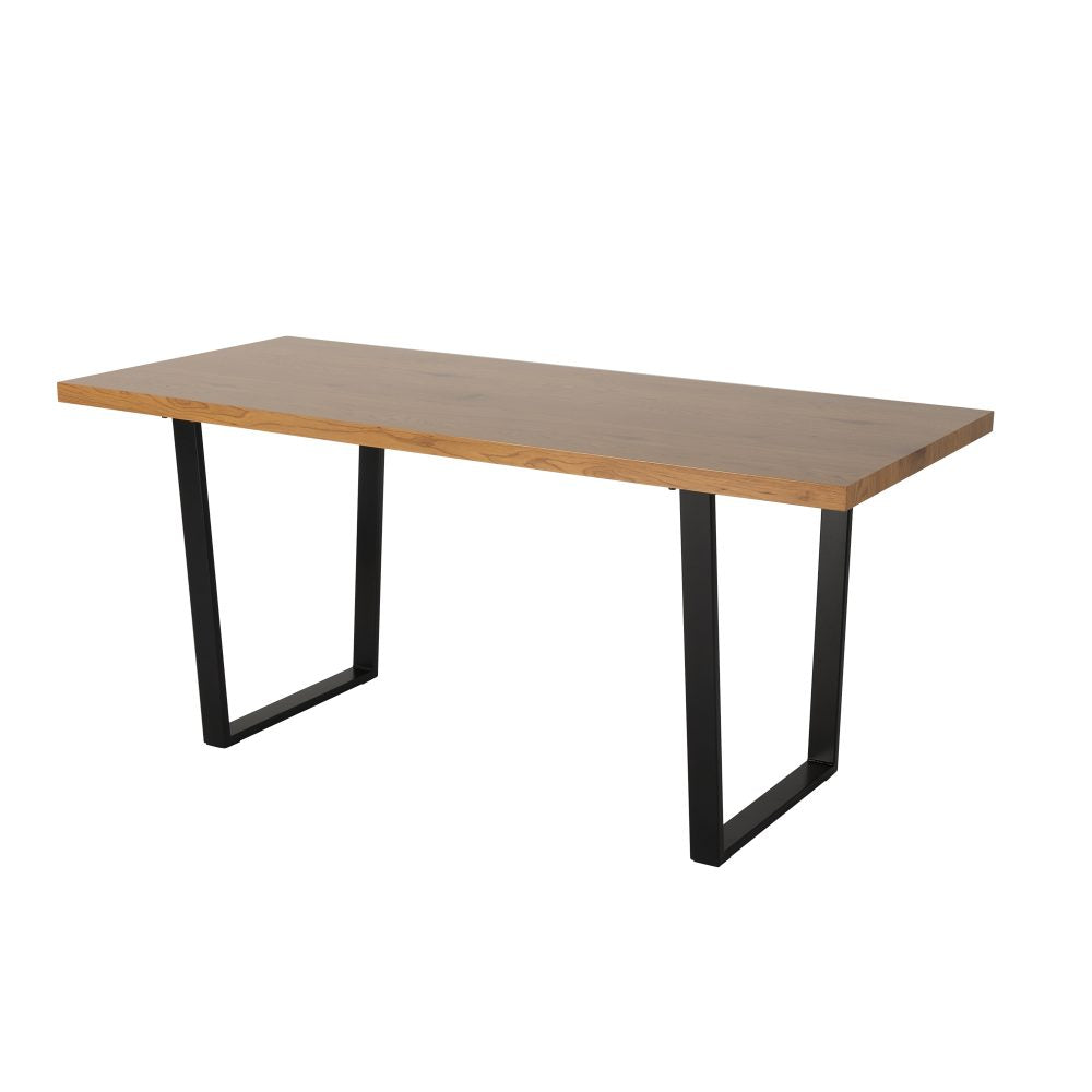 Dining Set Rectangle Natural Table with 6 Green Velvet Chair