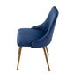 Rectangular Marble-Effect Table and Blue Velvet Dining Chair Sets