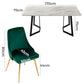 Rectangular Marble-Effect Table and Green Velvet Dining Chair Sets