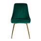Rectangular Marble-Effect Table and Green Velvet Dining Chair Sets