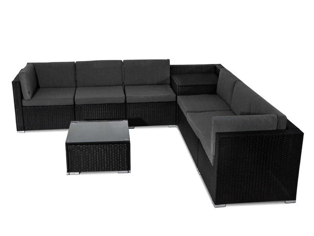 8PCS Outdoor Furniture Modular Lounge Sofa Lizard - Black