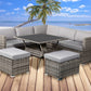8PC Outdoor Dining Set Wicker Table &amp; Chairs-Grey