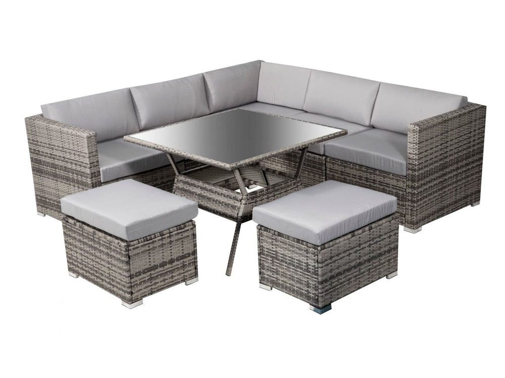 8PC Outdoor Dining Set Wicker Table &amp; Chairs-Grey