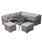 8PC Outdoor Dining Set Wicker Table &amp; Chairs-Grey