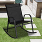 Rocking Chair High Back Rocker Chairs Steel Metal Textilene Fabric-Black