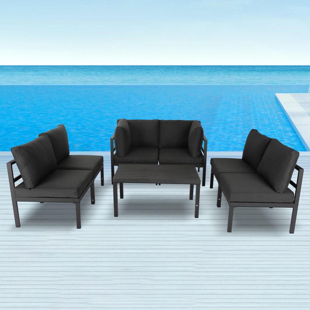 Outdoor 7 Piece Black Couches