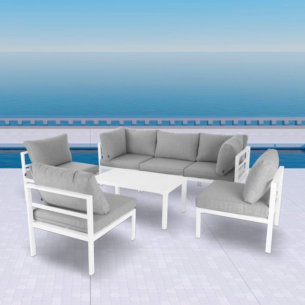 Outdoor 7 Piece White Couch Set