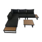 Modern Outdoor 6 Piece Lounge Set with Slatted Polywood Design