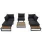 Modern Outdoor 6 Piece Lounge Set with Slatted Polywood Design