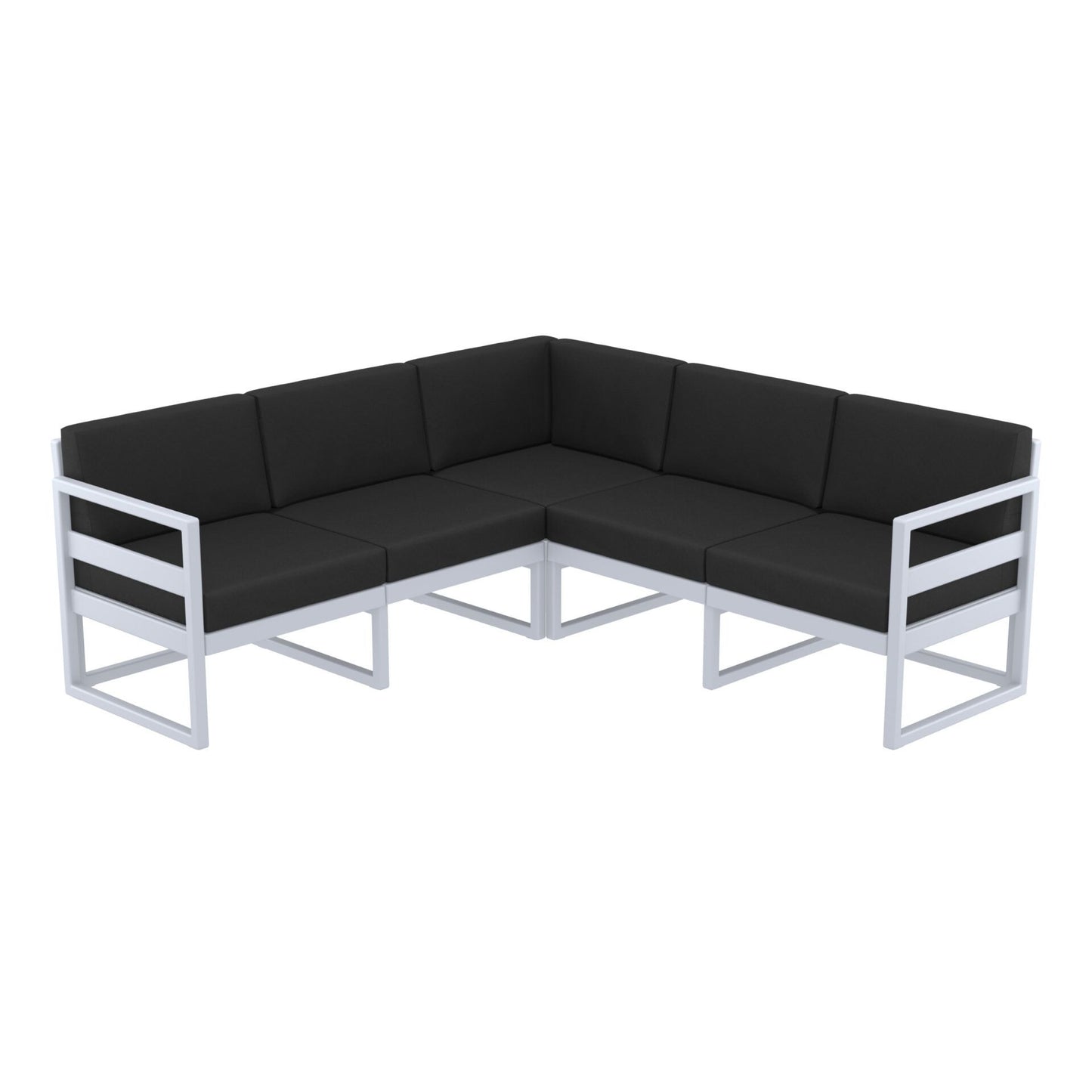 Mykonos Lounge Corner - Silver Grey with Black Cushions