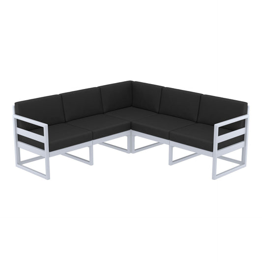 Mykonos Lounge Corner - Silver Grey with Black Cushions