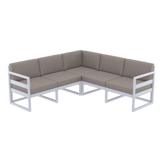 Mykonos Lounge Corner - Silver Grey with Brown Cushions