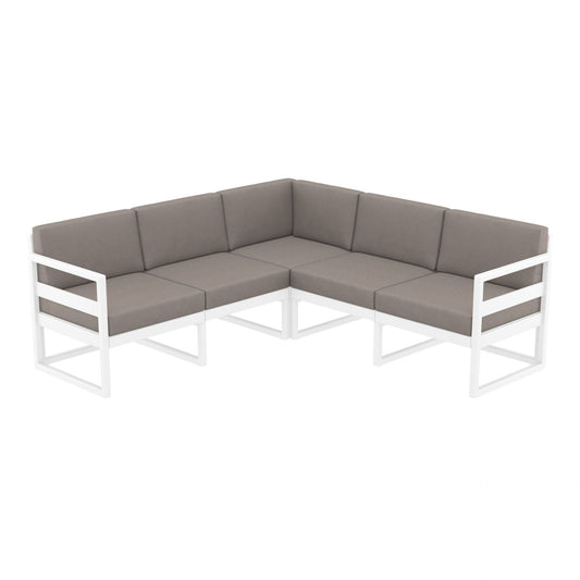 Mykonos Lounge Corner - White with Brown Cushions
