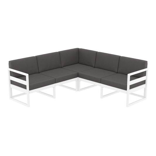 Mykonos Lounge Corner - White with Dark Grey Cushions