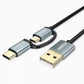 CHOETECH XAC-0012-102BK 2-in-1 USB Type C+Micro USB Cable 1.2m Charge & Sync for Samsung Phones