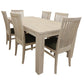Foxglove 7pc Dining Set 190cm Table 6 PU Seat Chair Solid Mt Ash Wood - White