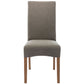 Aksa Fabric Upholstered Dining Chair Set of 2 Solid Pine Wood Furniture - Grey