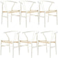 Anemone  Set of 6 Wishbone Dining Chair Beech Timber Replica Hans Wenger - White