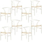 Anemone  Set of 8 Wishbone Dining Chair Beech Timber Replica Hans Wenger - White