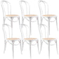 Azalea Arched Back Dining Chair 6 Set Solid Elm Timber Wood Rattan Seat - White