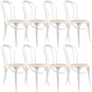 Azalea Arched Back Dining Chair 8 Set Solid Elm Timber Wood Rattan Seat - White