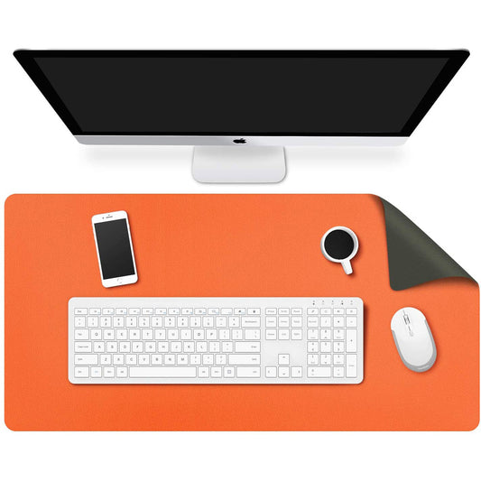 Orange 120cm*60cm Dual Side Office Desk Pad Waterproof PU Leather Computer Mouse Pad