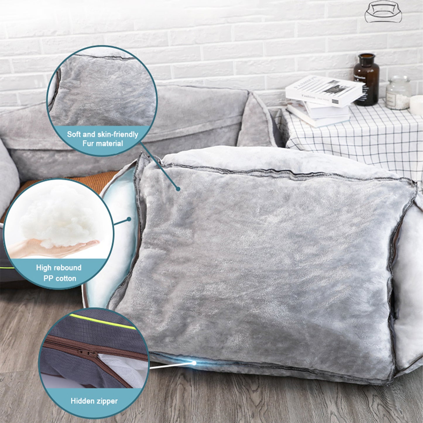 Sofa-Style Dog Bed Waterproof Washable Soft High Back Comfy Sleeping Kennel M