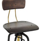 Industrial Wooden Height Adjustable Swivel Bar Stool Chair with Back - Gold Black