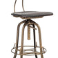 Industrial Wooden Height Adjustable Swivel Bar Stool Chair with Back - Dark French Brass