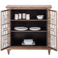 Iron Glass Buffet Sideboard Cabinet with 3 Level Storage in Brass Finish