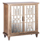 Sideboard Buffet Cabinet Storage with Mirrored Glass Doors in French Brass Finish
