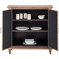 Sideboard Buffet Cabinet Storage with Mirrored Glass Doors in French Brass Finish