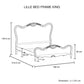 King Size Bed Frame Linen Fabric Beige Oak Wood White Washed Finish Slat Base Mattress Support