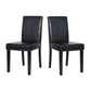 2x Wooden Frame Black Leatherette Dining Chairs with Solid Pine Legs