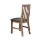 2x Wooden Frame Leatherette in Solid Wood Acacia & Veneer Dining Chairs in Oak Colour