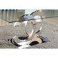 Dining Table in Crescent Shaped High Glossy Stainless Steel Base with 12mm Tempered Glass Top