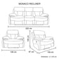 3+1+1 Seater Electric Recliner Sofa In Luxe Rhino Polyester Plywood Fabric In Ash Colour with Plastic Black Base